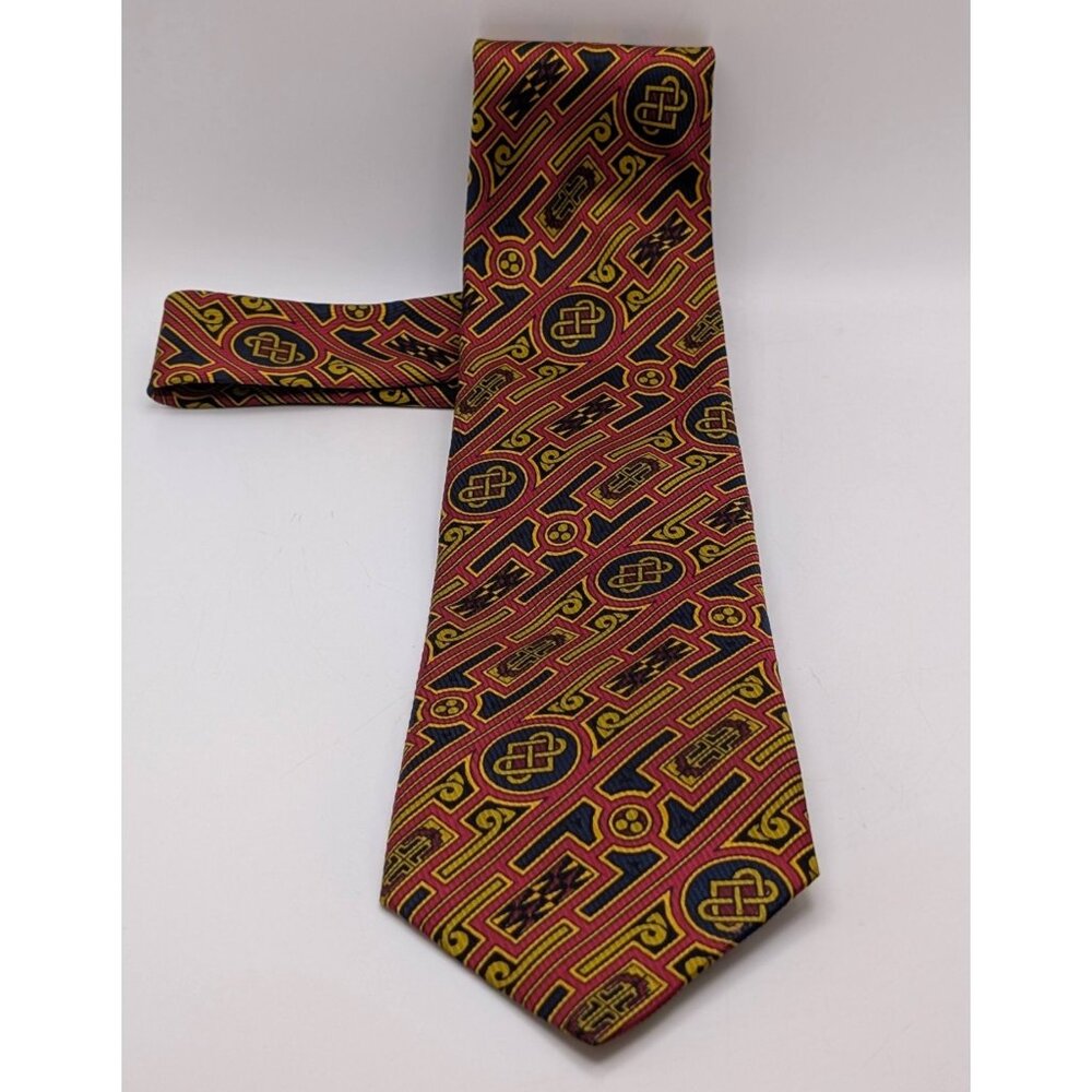 BSL Celtic Tie Ireland Irish Hand Finished Necktie Knot Black Gold Red Clean Up